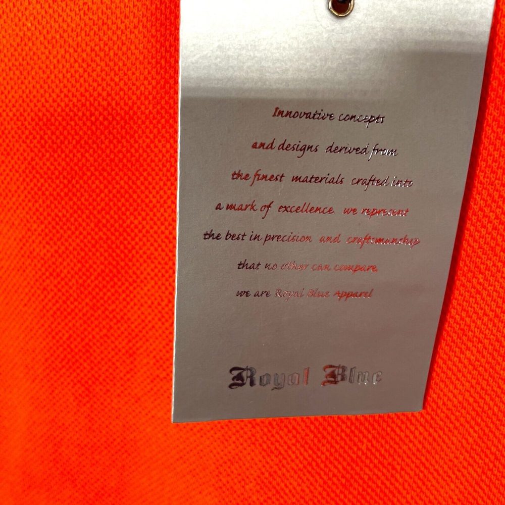 🦜 Orange Polo Shirt Men's XL 100% Cotton Royal Blue Apparel NWT - Picture 7 of 9